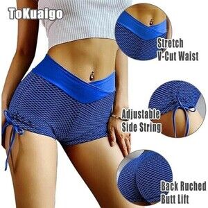 2 PACK - Women PushUp Butt Lift Yoga Shorts Scrunch Booty Workout Shorts - XL